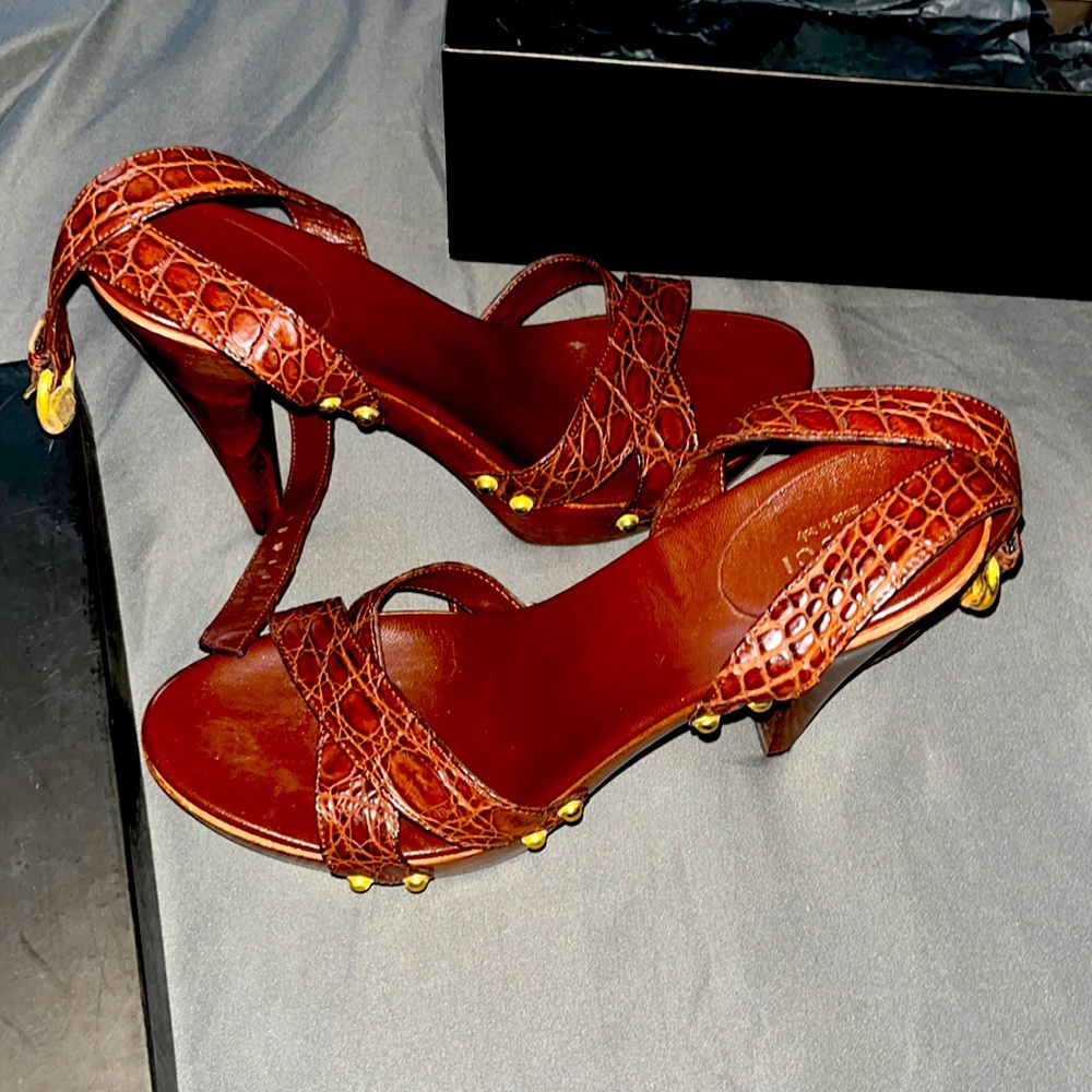 Gucci Croc embossed sandals